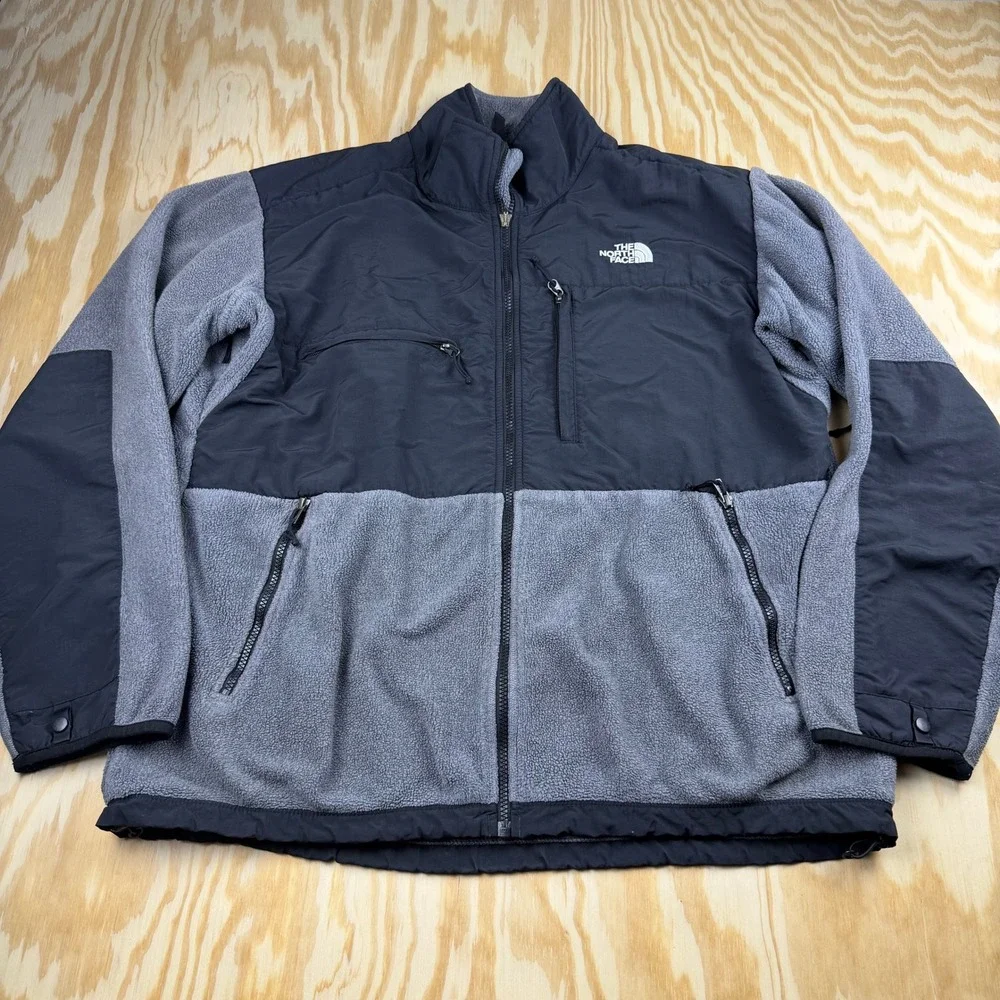 The North Face Denali Fleece Jacket Mens XL Gray Black Full Zip Heavyweight Coat